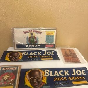 Vintage black Americana food labels, excellent condition